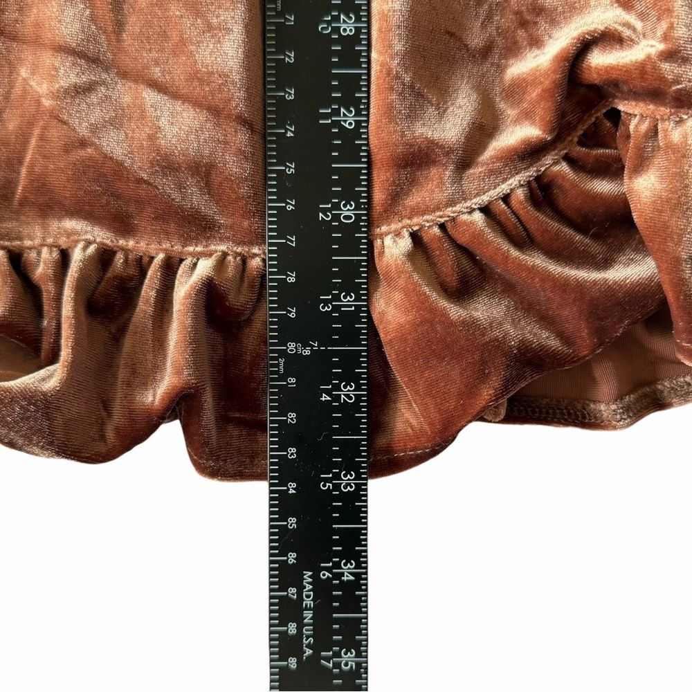 IVIVI Velvet Wrap Mini Dress Women S Dusty Rose Pink Ruffle Long Sleeve NWT - Picture 8 of 10
